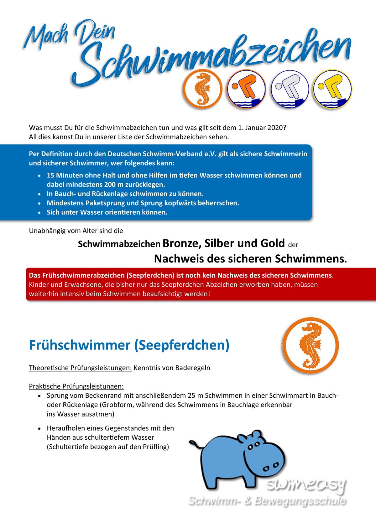 Schwimmabzeichen ab 2020 A